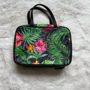 Victoria's Secret Black and Green Floral Cosmetic Bag